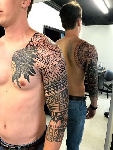 Explore name sleeve tattoo ideas, creative tattoo ideas in Easley, available at Amber Island Tattoo
