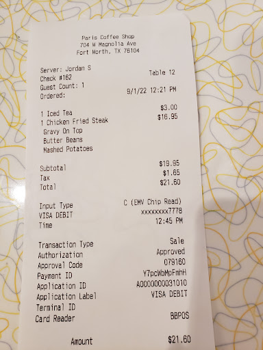 American Restaurant «Paris Coffee Shop», reviews and photos, 704 W Magnolia Ave, Fort Worth, TX 76104, USA