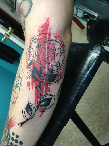 Explore lower arm tattoo ideas, creative tattoo ideas in Grove City, available at Rebel Sails Tattoo