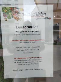 Menu du Traits d'Union brasserie pédagogique à Saint-Apollinaire