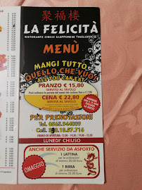 Restaurant chinois La Felicita Di Lin Ai Yue à Portoferraio (le menu)