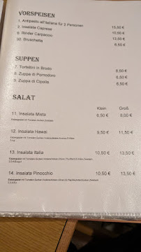 Menu / carte de Ristorante Pizzeria Pinocchio à Forchheim