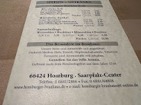 Menu du Homburger Brauhaus à Homburg