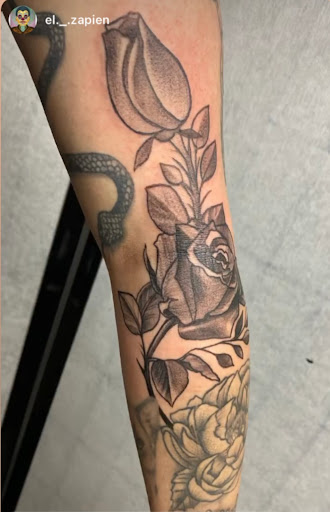 Explore color flower tattoo ideas, creative tattoo ideas in El Paso, available at Santa Rosa Tattoo Studio
