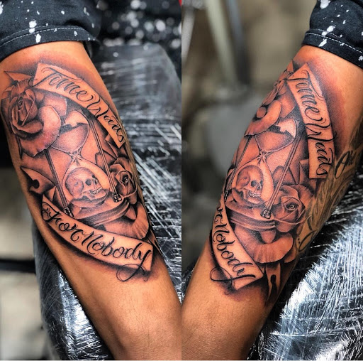 Explore inside bicep tattoo ideas, creative tattoo ideas in Phoenix, available at Grand Avenue Tattoo & Piercings