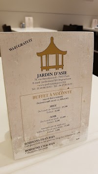 Jardin d'Asie à Paris menu