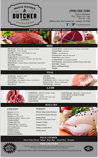 Butcher Shop «Maple Kosher Meats», reviews and photos, 2933 Vauxhall Rd, Vauxhall, NJ 07088, USA