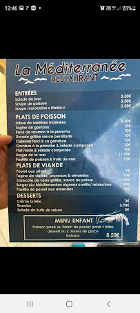 Menu / carte de Restaurant la méditerranée à Nîmes