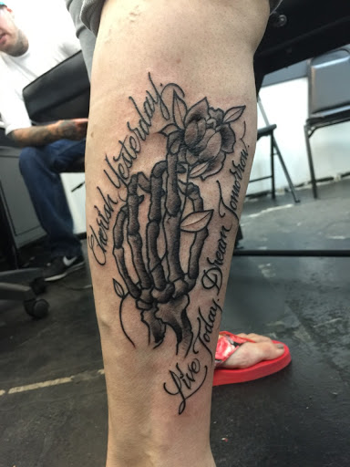 Explore sleeve tattoo background ideas, creative tattoo ideas in Modesto, available at Emerald Tattoo & Piercing - Modesto