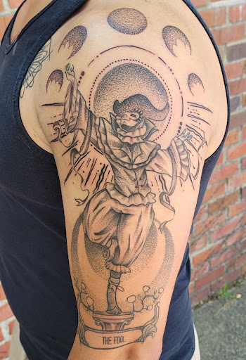 Explore tattoo collage ideas, creative tattoo ideas in Omaha, available at Collective Hive Tattoo