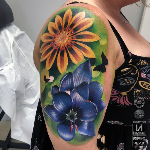 Explore cover up black tattoo ideas, creative tattoo ideas in Galveston, available at Von Striga Art Parlor