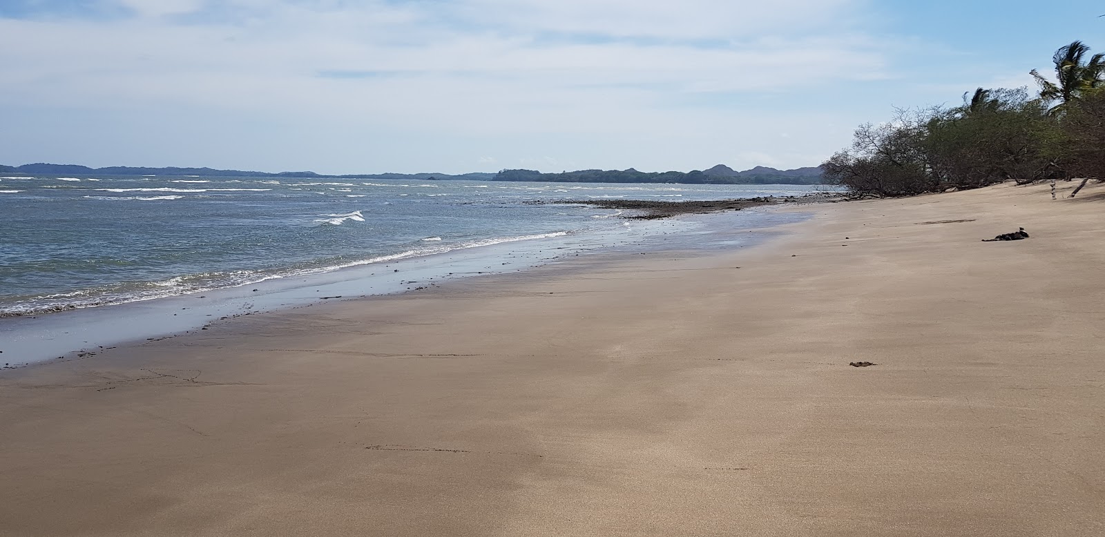 Foto av Playa Nanzal med musta hiekka ja kivi yta