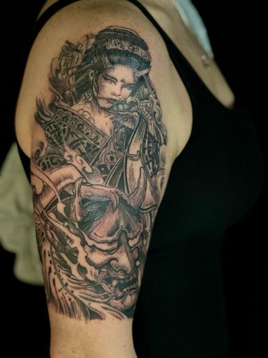 Explore stained glass tattoo ideas, creative tattoo ideas in Grovetown, available at Triumph Tattoo Company