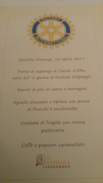 Carte du Ristorante La Fermata à Spinetta Marengo