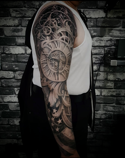 Explore lion king tattoo ideas, creative tattoo ideas in Woodside, available at Fiction Tattoo Inc.