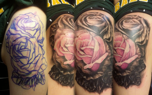 Explore full sleeves tattoo ideas, creative tattoo ideas in Fritch, available at Stars & Stripes Electric Tattoos