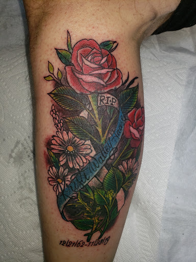 Explore black and white sleeve tattoo ideas, creative tattoo ideas in Blue Island, available at Ricasso Art Works