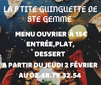 La p'tite guinguette à Sainte-Gemme-en-Sancerrois menu