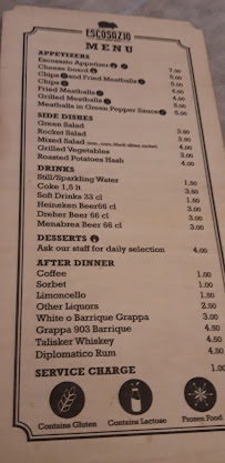 Restaurant Bracerie Escosazio à Brindisi - menu / carte