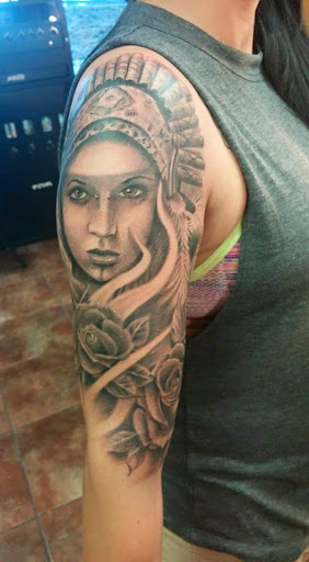 Explore st christopher tattoo ideas, creative tattoo ideas in San Antonio, available at Firme Copias Tattoo Studio