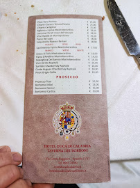 Menu / carte de Taverna dei Borboni à Spadola