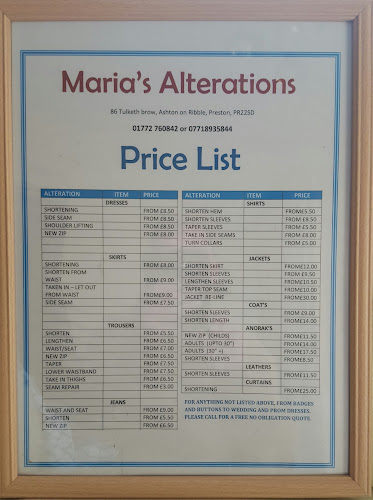 Reviews of Maria's Alterations in Preston - Tailor