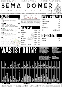 Carte du Sema Döner by Musty à Herdorf