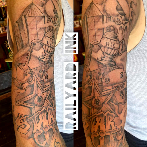Explore black medusa tattoo ideas, creative tattoo ideas in Roanoke, available at RailYard INK