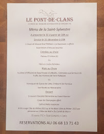 Restaurant le Pont-de-Clans à Clans carte