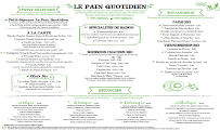 Menu / carte de Le Pain Quotidien à Paris