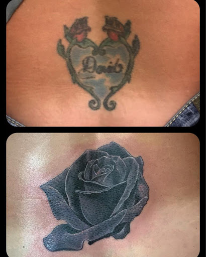 Explore blackout sleeve tattoo ideas, creative tattoo ideas in Warrior, available at The Great Wilderness Tattoo