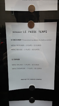 Restaurant français LE PASSE TEMPS à Lyon (la carte)
