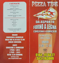 Menu / carte de Pizza Time Pizzeria D'Asporto à Arma di Taggia