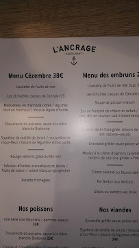 L'Ancrage à Saint-Malo menu