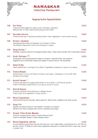 Restaurant indien Namaskar Indisches Restaurant à Gauting - menu / carte