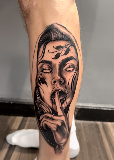 Explore wolf sleeve tattoo ideas, creative tattoo ideas in Woodhaven, available at 94 Ink Tattoos