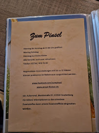 Restaurant allemand Gaststätte Zum Pinsel à Freudenberg (la carte)
