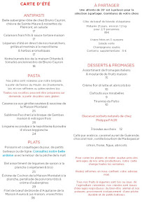 Menu du Le Patio Opéra à Paris