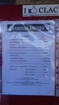 Taberna Afonso -O bacalhau à Poiares menu