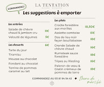 Menu du La Tentation à Montbéliard