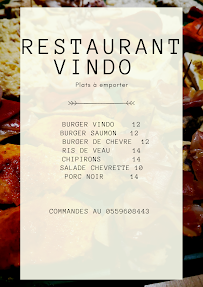 Menu / carte de Vindo à Pau