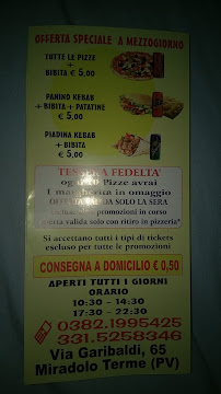 La Pizza Del Paese à Miradolo Terme menu