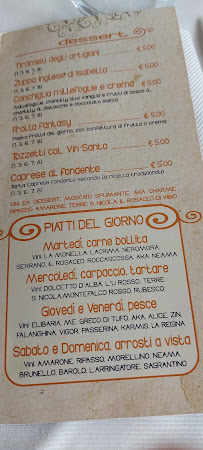 Menu / carte de Assisi dal Ristorante Carfagna à Assisi