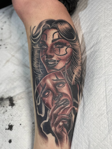 Explore aztec sleeve tattoo ideas, creative tattoo ideas in Sacramento, available at 13 MAG TATTOO