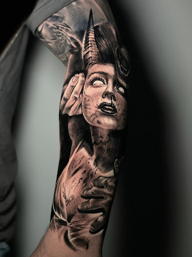 Explore twice tattoo ideas, creative tattoo ideas in Corona, available at Crop Circles Tattoo Studio