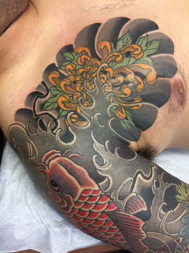 Explore neck sleeve tattoo ideas, creative tattoo ideas in Seattle, available at Sakoku Tattoo