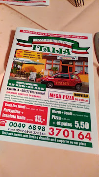 Carte du Restaurant ''Italia'' à Saarbrücken