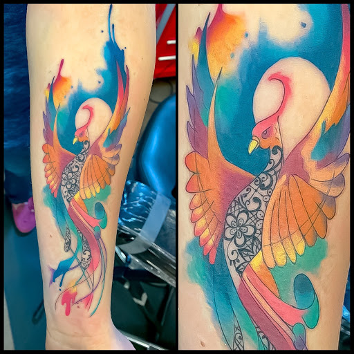 Explore mardi gras mask tattoo ideas, creative tattoo ideas in Parker, available at Sublime Colorado Body Mod And Tattoo