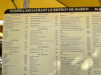 Carte du Bistrot de Marius à Le Lavandou