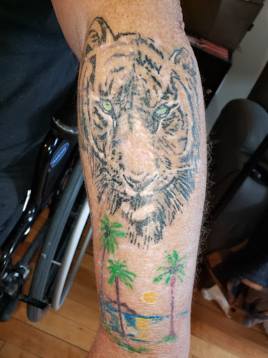 Explore pool tattoo ideas, creative tattoo ideas in Davis, available at SIX GUN SOUND TATTOO